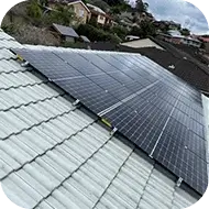 Solar panels on a residential roof, generating clean energy for daily home use